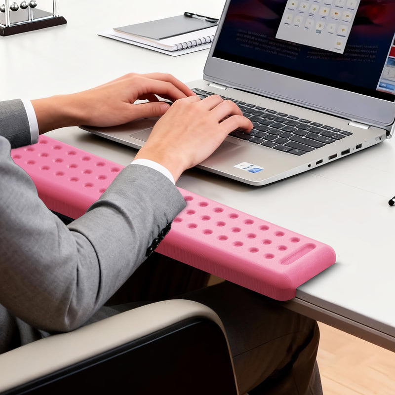 Leolee L-Shaped Desk Long Wrist Rest Elbow 60CM, Pink Memory Foam Arm Rest for Desk with Non-Slip Base, Ergonomic Desk Edge Cushion, Wrist Support for Computer Keyboard, Typing, Office, Home Pink-60cm-1pcs