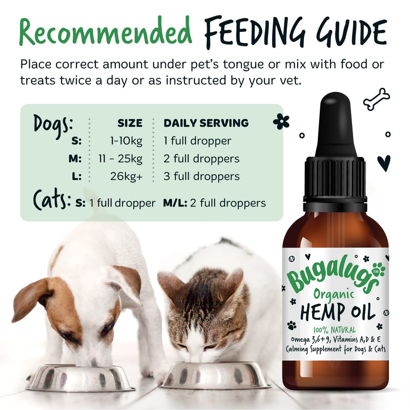 Bugalugs Hemp Oil Dog Calming Products Nervous products for dog anxiety relief - Hemp oil for dogs uk food supplements with omega 3, 6, 9 support hip, joint & dog calming