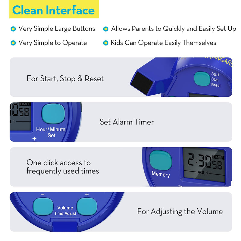 Ted Kangaroo Countdown Timer! Blast Off Visual Timer for Kids with Audio Rocket, 0-24 Hour Countdown, Memory Function, Red Yellow Green Light, Easy Setup, Battery Operated for Classroom and Home Use