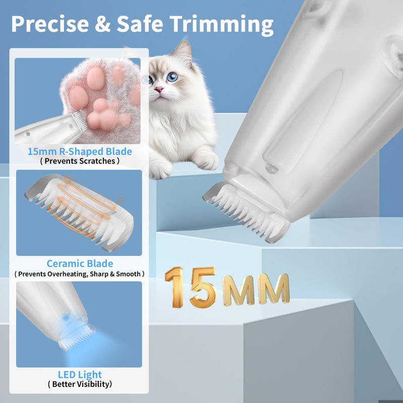 FURGO Dog Paw Clippers with LED Light, Cordless Low Noise 2-Speed Pet Grooming Trimmer, Rechargeable Dog Clippers for Paws, Face, Ears, Eyes, with Vacuum Hair Storage and Suction - BeesActive Australia