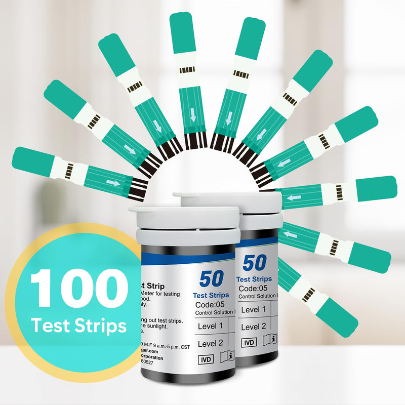 Blood Glucose Test Strips for Diabetes: for Use with Easy@Home Blood Sugar Monitor - Self Glucose Testing - 100 Diabetic Test Strips EBG-100SL-STRIP 100 Blood Glucose Test Strips - BeesActive Australia