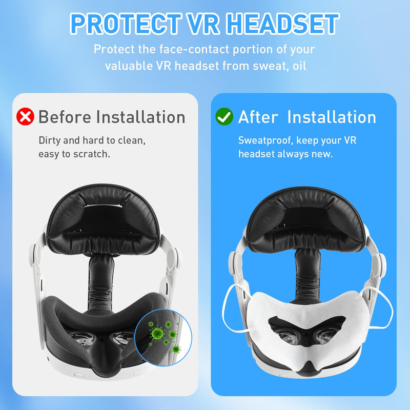 TamBee Disposable Sweat Guard VR Sweat Mask for Workouts Breathable Sweat Band Hygiene VR Face Eyes Mask Compatible with Oculus Meta Quest 3 Mask for Quest 2 Compatible with Apple Vision Pro 50Pcs - BeesActive Australia