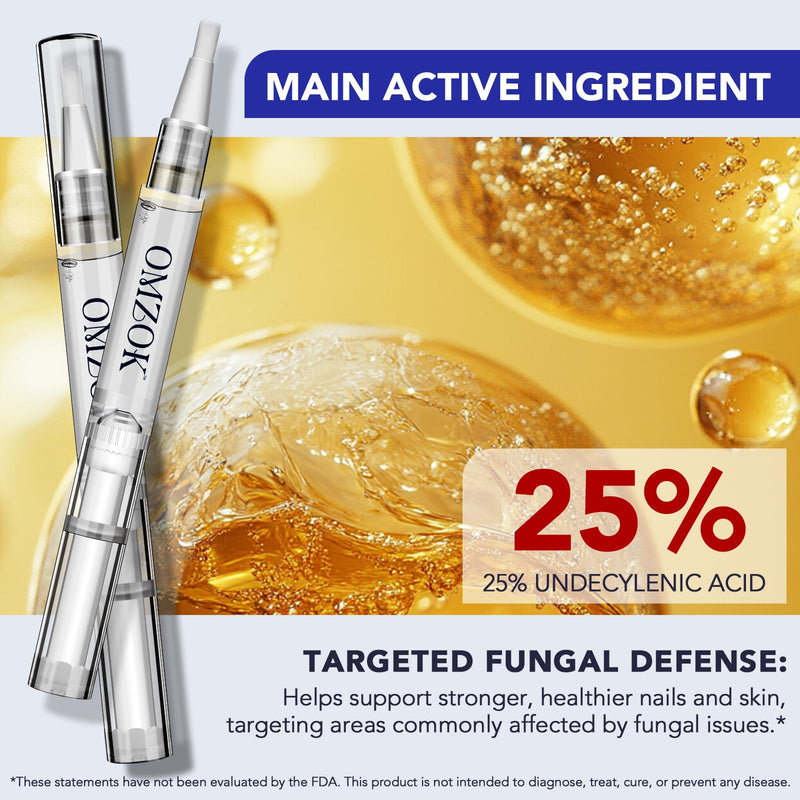 Toenail Fungus Pen - Toenail Fungus Treatment Extra Strength for Damaged, Discolored Nail - 25% Undecylenic Acid with Tea Tree, Jojoba, Clove Bud Oils & Aloe - Fungal Nail Repair Pen 5 Pack