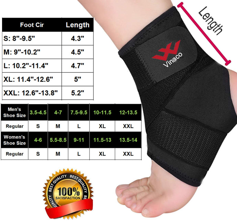 Vinaco Ankle Brace, 2 Pack Breathable & Strong Ankle Brace for Sprained Ankle, Stabilize Ligaments, Prevent Re-Injury, Ankle Braces for men & women with Adjustable Wrap, ankle support for men Small Classic Black