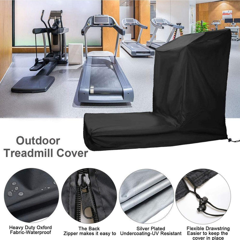 POMER Treadmill Covers, Dustproof Waterproof Non-Folding Running Machine Protective Cover with Zipper - Ideal for Indoor Outdoor Home Treadmill Use Silver