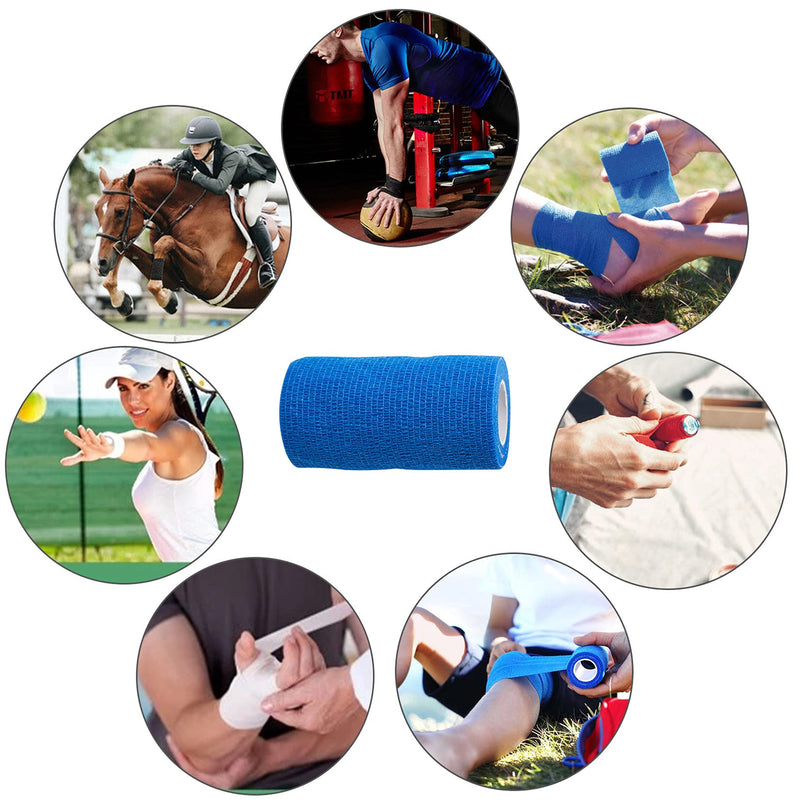 Cohesive Bandage Tape, Self Adherent Vet Wrap, Flexible Athletic Self Adhesive Bandage Wrap 4 Inch, 12 Rolls (Black) Black - BeesActive Australia