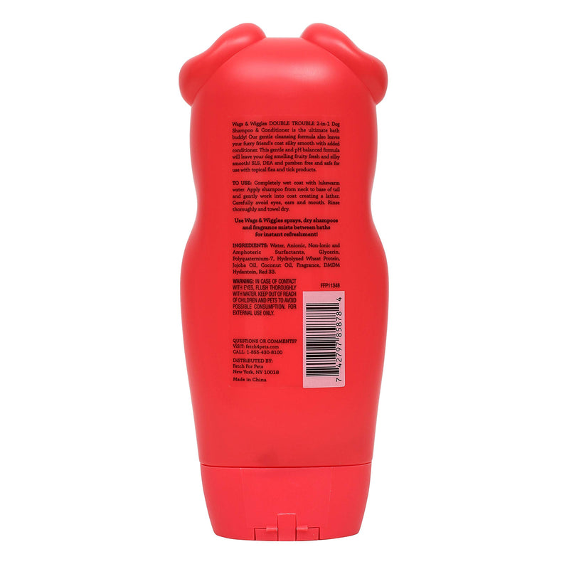 Wags & Wiggles Double Trouble 2-in-1 Dog Shampoo & Conditioner | Cleansing and Nourishing Shampoo and Conditioner for Dogs | Fruity Watermelon Scent, 16 Ounces 16 Fl Oz (Pack of 1) 2-in-1 Shampoo & Conditioner - Watermelon - BeesActive Australia