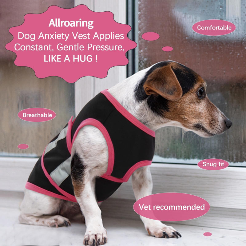 Allroaring Dog Anxiety Vest, Soft Dog Calming Shirt, Reflective Anti-Anxiety Vest Breathable Pet Anxiety Jacket Wrap for Fireworks, Thunderstorms, Separation, Travle, Vet Visits, Black L Large