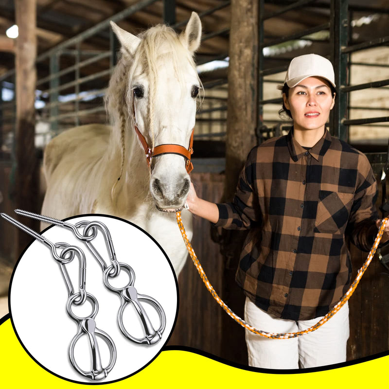 Dunzy 2 Sets Horse Tie Ring, Horse Tack and Supplies Horse Training Equipment Safe Horse Accessories with Eye Bolt, Tie Rings (Silver) Silver