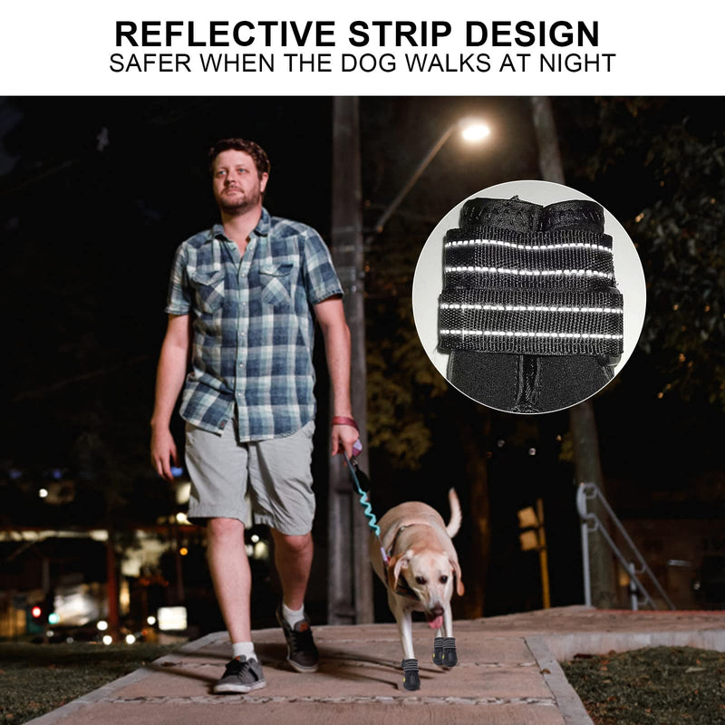 Dog Boots for Large Dogs, Medium Dogs and paw Guards for Snowy Winters, hot Summer Roads, Waterproof Rainy Days, Outdoor Walking, and Non-Slip Indoor Hard Surfaces 4 Pieces Black print #8 (width 2.95 inch) for 74-88 lbs - BeesActive Australia