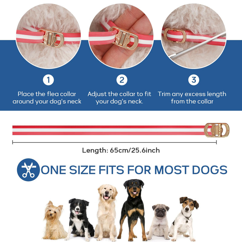 4 Pack Flea and Tick Collar for Dogs- Adjustable Dog Flea and Tick Collar- 32 Months Dog Flea and Tick Treatment - Water Resistant Dog Flea Collars for Puppy Small Medium Large Dog- Red & White - BeesActive Australia