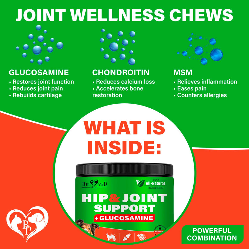 Dog Hip and Joint Supplement & Arthritis Pain Relief Treats - Glucosamine Chondroitin MSM Soft Chews for Senior Dogs - Natural Medicine & Support Mobility - Turmeric Vitamins for Dysplasia - USA - PawsPlanet Australia