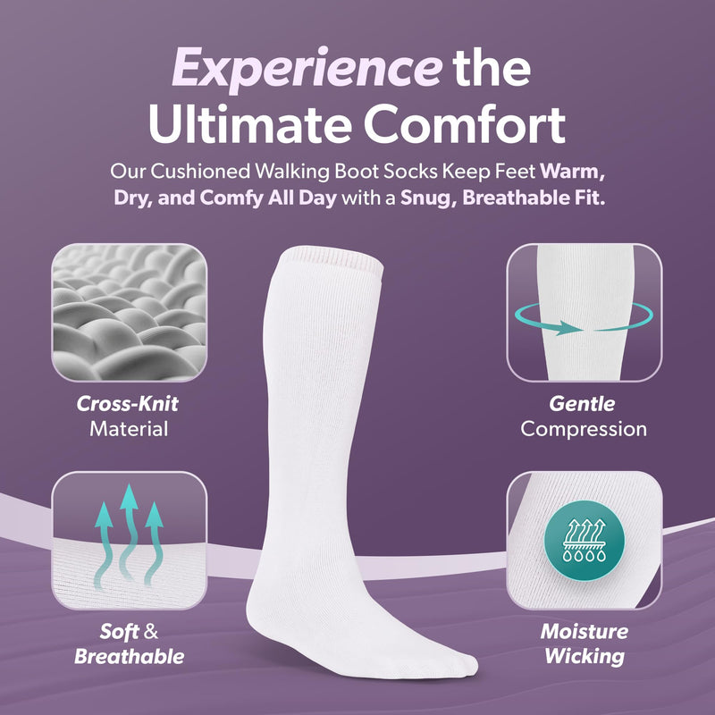 BraceAbility Walking Boot Sock Liners – (1 Pair) Replacement Medical Tube Socks for Under Orthopedic, Air CAM Walkers, Fracture Boots, and Surgical Foot Cast Shoes for Men or Women (Tall White) Universal - Tall - BeesActive Australia