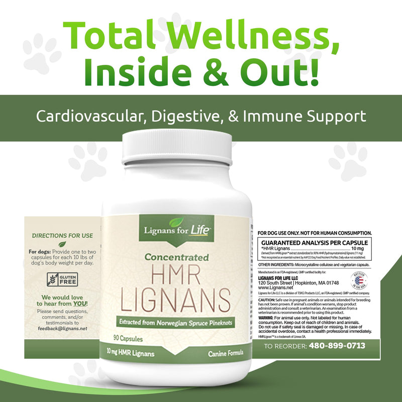 Lignans For Life HMR LIGNANS 10mg Capsules - Perfect for Small Dog Breeds - Vitamin for Healthy Pet | Multivitamin | Wellness Supplement | Nutritional 10mg, 90 Capsules