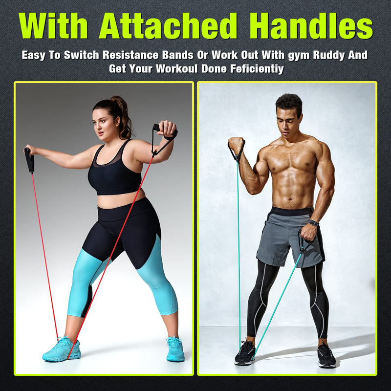 Leyndo 5 Pcs Exercise Resistance Bands with Handles Physical Resistance Tube Workout Bands with Door Anchor for Men Women Muscle Toning Strength Training 10-30 Lbs