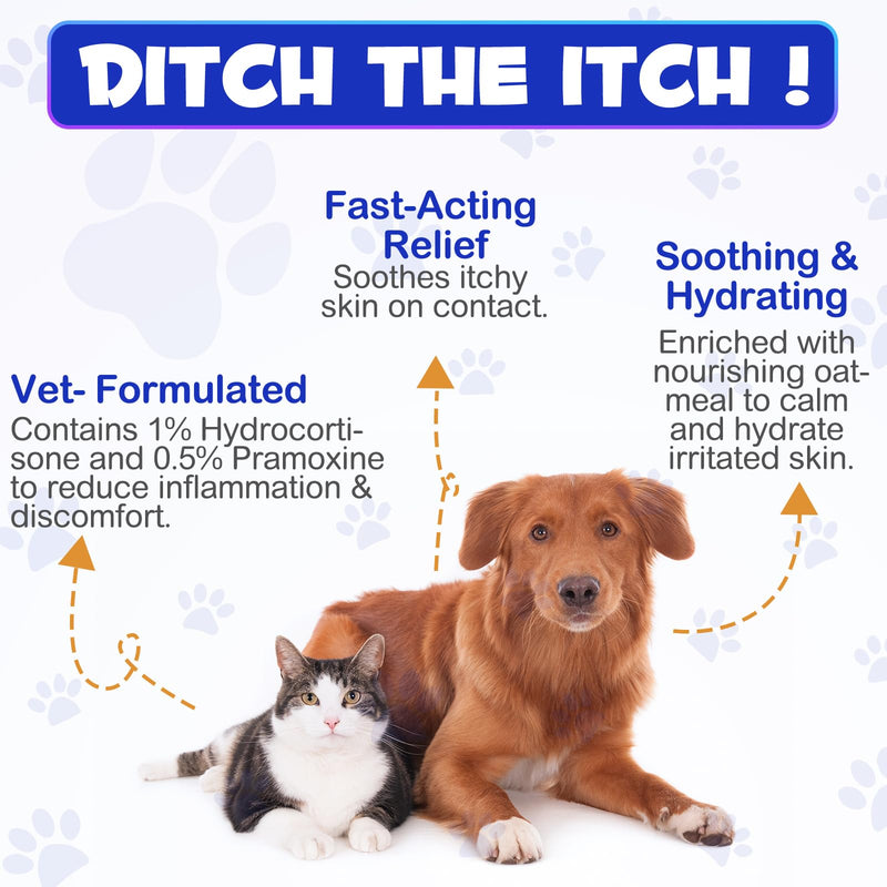 Anti Itch Spray for Dogs, Cats, Horses - Itch Remedies Relief Spray & Hot Spot, Bites, Scrapes, Irritated Skin for Dogs, Irritated Dry Itchy Skin - Pet Skin Care Treatment- 120ml / 4 oz