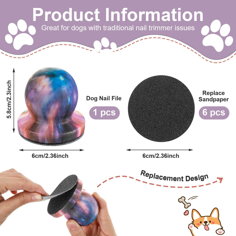 CIATBYYJ Dog Nail File with 6Pcs Replaceable Filing Disc, Dog Scratch Board for Safe and Easy Nail Care, Dog Nail Scratch Board Ensures Smooth and Healthy Nails for Dogs and Cats (Blue) Blue