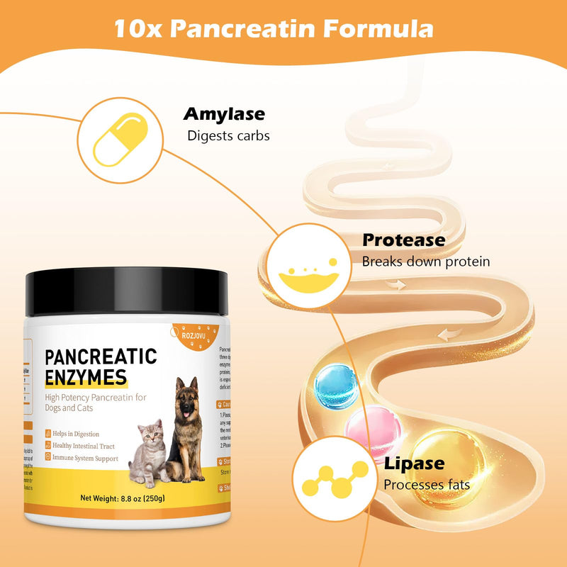 Pancreatic Enzymes for Dogs (8.8 Oz) | 10x Pancreatin Formula | Digestive Enzymes for Dogs with EPI | Helps Restore Normal Weight, Supports Digestive Stress and Pancreatic Issues - PawsPlanet Australia