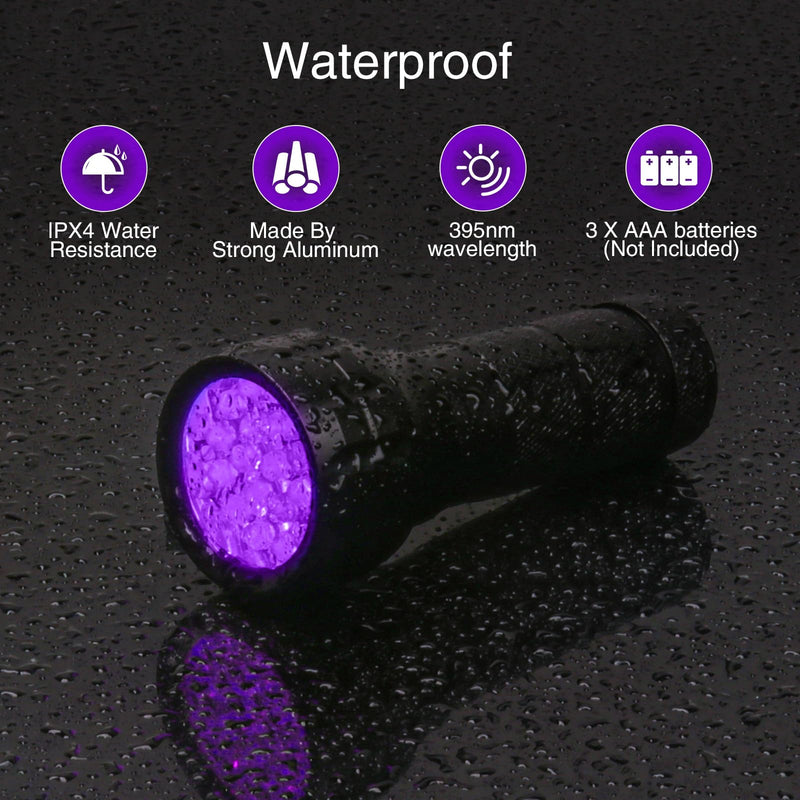 COSOOS Black Light UV Flashlight, 21 LED Handheld UV Light, 395nm Mini Blacklight Flashlight, Portable Pet Urine Detector for Dog Cat Urine Stains, Bed Bugs, Scorpion, Resin Curing, Nails. - BeesActive Australia