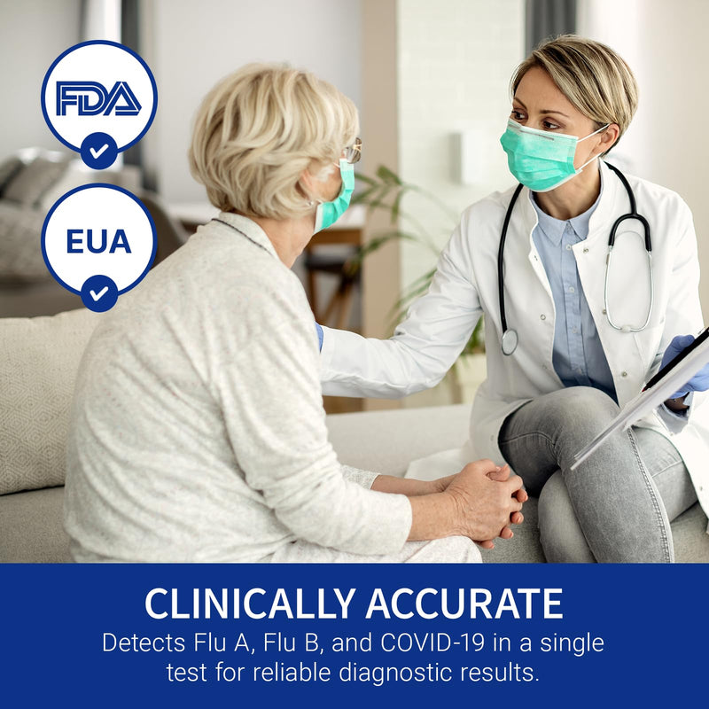 CorDx TyFast at Home Flu A/B & COVID-19 Multiplex Rapid Test Kit, Easy, Accurate, Fast Results in 10 Minutes, 3 in 1 Combo Kit, 5 Tests