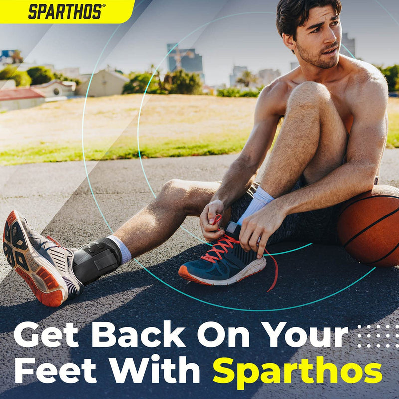 Sparthos Lace Up Ankle Brace - Support for Injury Recovery and Foot Sprains - Compression for Running, Basketball, Volleyball - Interchangeable Stabilizer Braces - For Men & Women (Gray - Small) Small (Pack of 1) Graphite Gray - BeesActive Australia