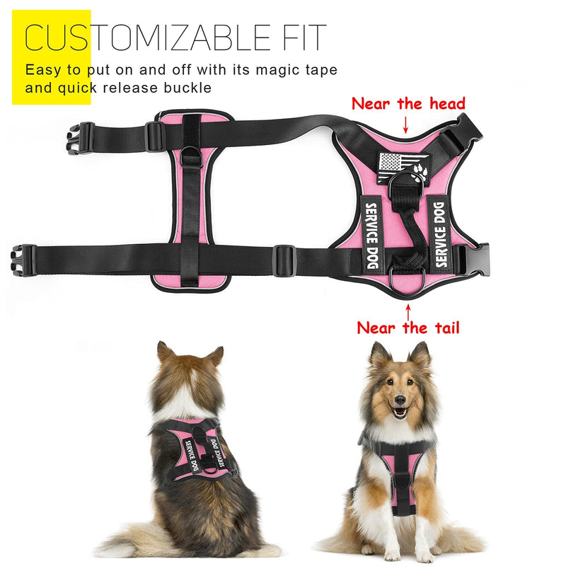 Demigreat Service Dog Harness, Reflective Dog Vest Harness with 5 PCS Patches, Adjustable Soft Oxford Pet Harness, Inner Layer Mesh, Easy to Control for Dogs Small (Pack of 1) Pink - BeesActive Australia
