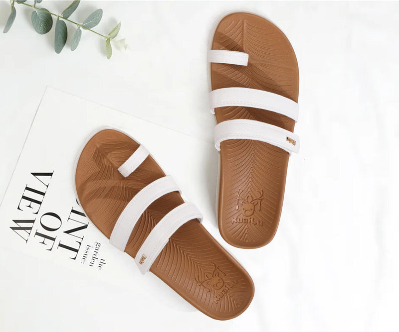 KuaiLu Womens Slides Sandals With Arch Support Comfort Plantar Fasciitis 9 Tan