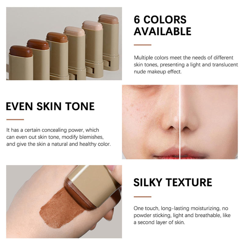 Foundation Stick Beauty Balm Serum Boosted Skin Tint, Serum Boosted Skin Tint Balm, Solid Tinted Moisturizing SerumContour Stick Foundation FaceStick, Longwear ContourStick, Natural Finish (#3) #3