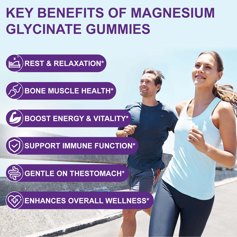 2 Pack Magnesium Glycinate Gummies with L-Threonine for Women & Men | 120 Gummies, 60 Day Supply, 400mg Magnesium Glycinate, 300mg L-Threonine, Vitamin D & B6, Sugar Free, Vegan Formula