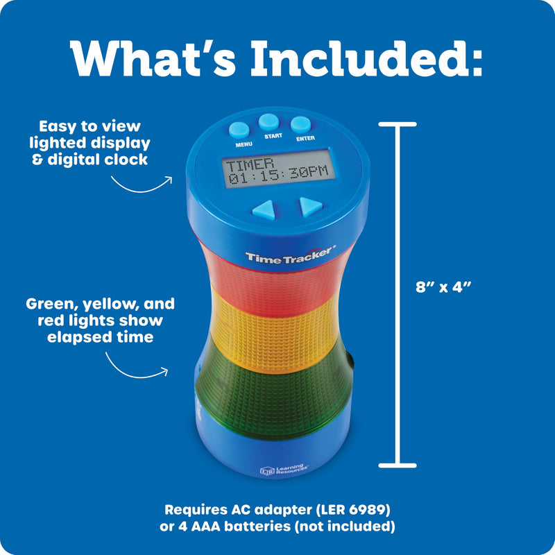 Learning Resources Time Tracker Visual Timer & Clock - 1 Piece, Classroom Tracker, Alarm Clock, Light Up Timer for Classroom, Visual Tracker 9 x 4.25 inches
