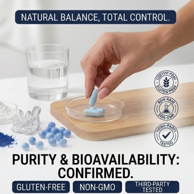 aromel Blue Detox | Advanced Cellular Performance & Detoxification Formula | Infused with USP Grade Methylene Blue, Zeolite Clinoptilolite, NAC, Glycine, and Vitamin B3 (Niacinamide) | 60 Capsules