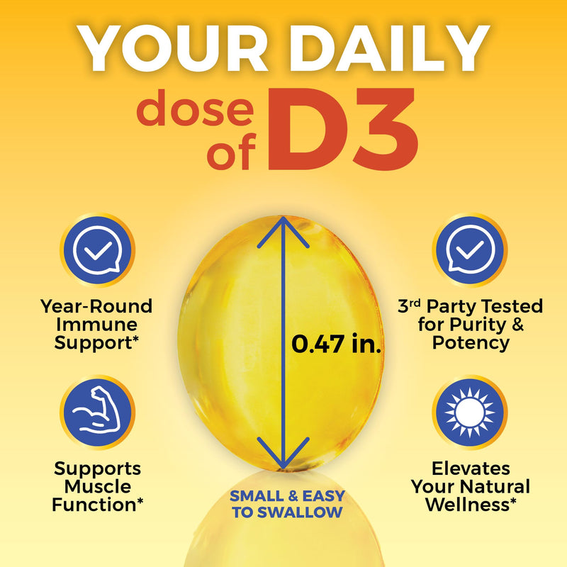 Viva Naturals Vitamin D3 5000 IU Softgels, Supports Bone & Immune Health, High Potency Vitamin D, 360 Count (125 mcg), (Pack of 2) 360 Count (Pack of 2)