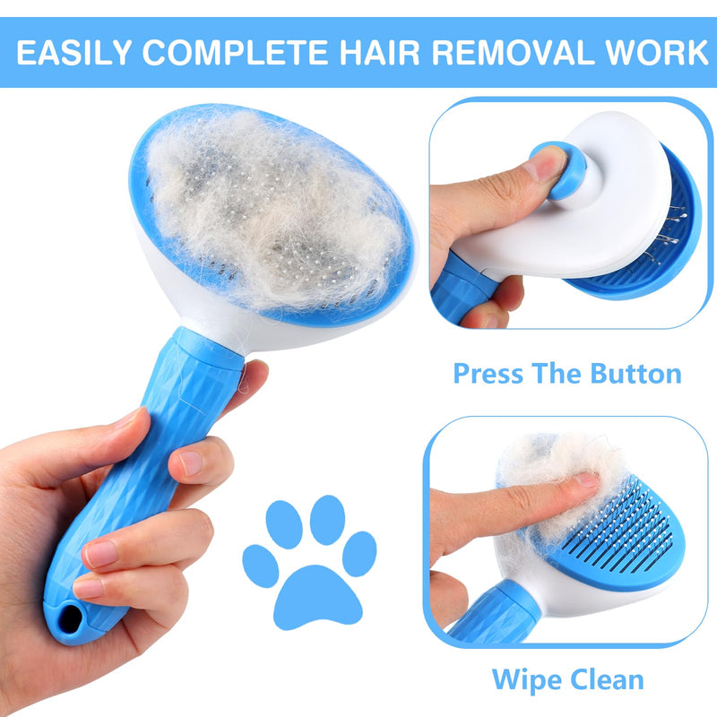6 Pcs Cat Dog Pet Brush Grooming Kits, Self Cleaning for Shedding Cat Brush Slicker Hair with Pet Nail Clipper File Flea Comb Pet Shedding Brush Silicone Toothbrush for Removes Loose Hair - BeesActive Australia