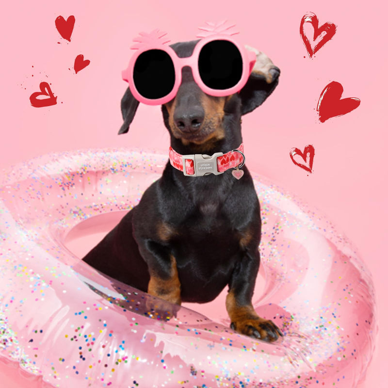 Unique style paws Valentine's Day Dog Collar Plastic Buckle Collar with Pendant Painting Love Heart Gift Wedding Small Medium Large Boys Girls Dogs L - BeesActive Australia
