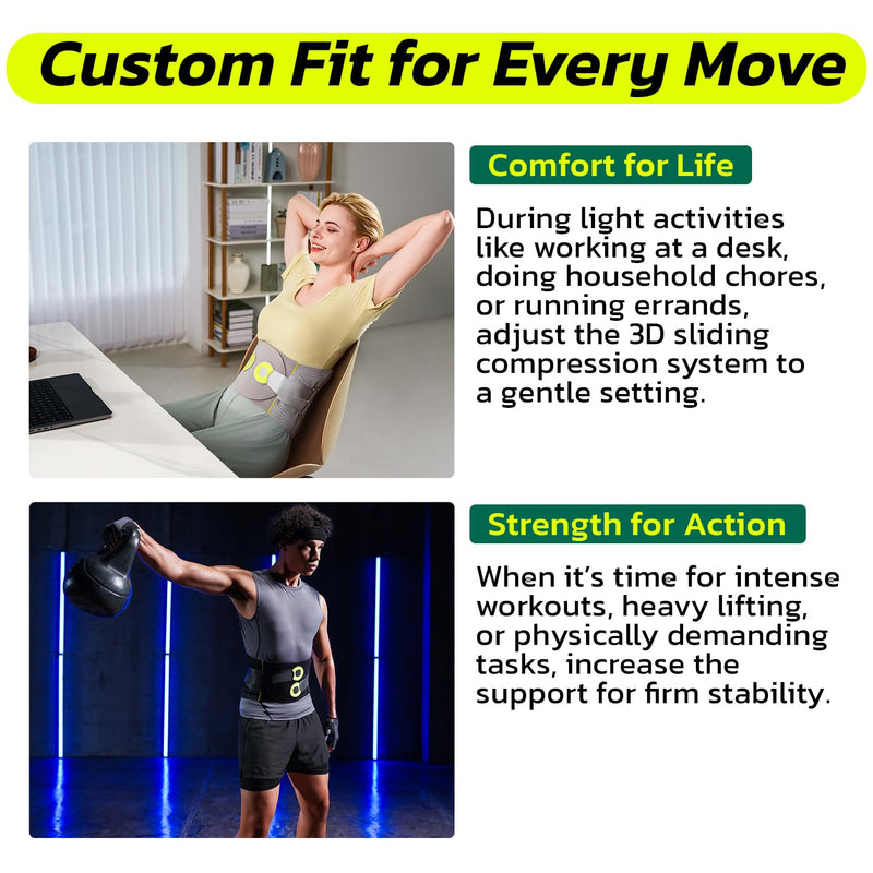Back Brace for Men Lower Back Pain Women Relief with 360-Degree Biochemical Hug Support without Suspenders Back Support Belt Soft Breathable Fabric Lumbar Support for Herniated Disc Sciatica M Medium Obsidian