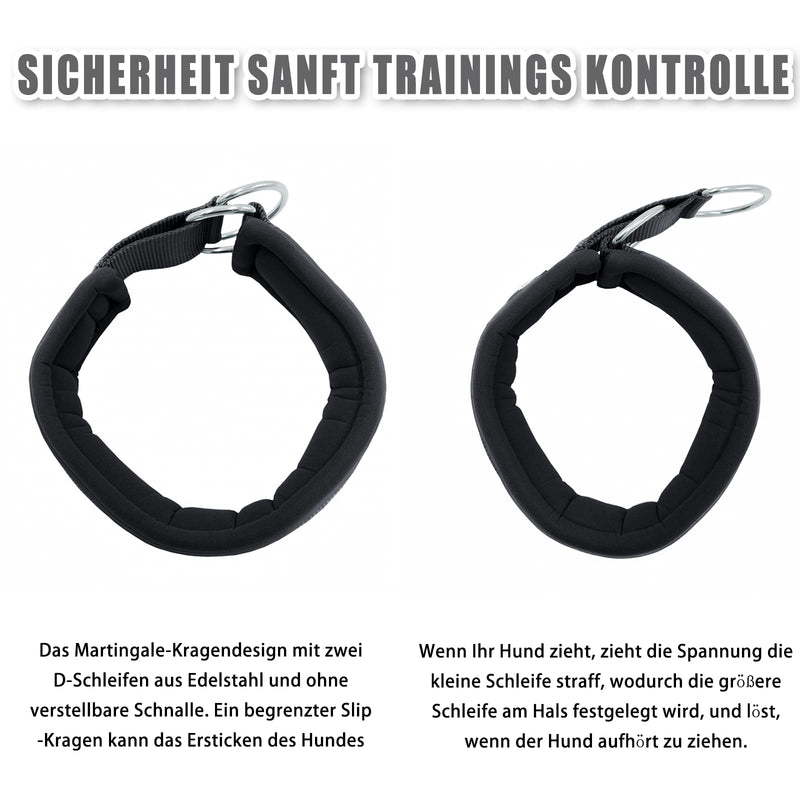 Soft Neoprene Padded Dog Collar (4cm Width) Reflective Dog Collar with Robust Nylon & Pull Stop, Comfortable Pull Collar Dressage Collar for Small Medium Large Dogs Anti-Pull Walking S, Black Black S 40-47cm Neck Circumference - BeesActive Australia
