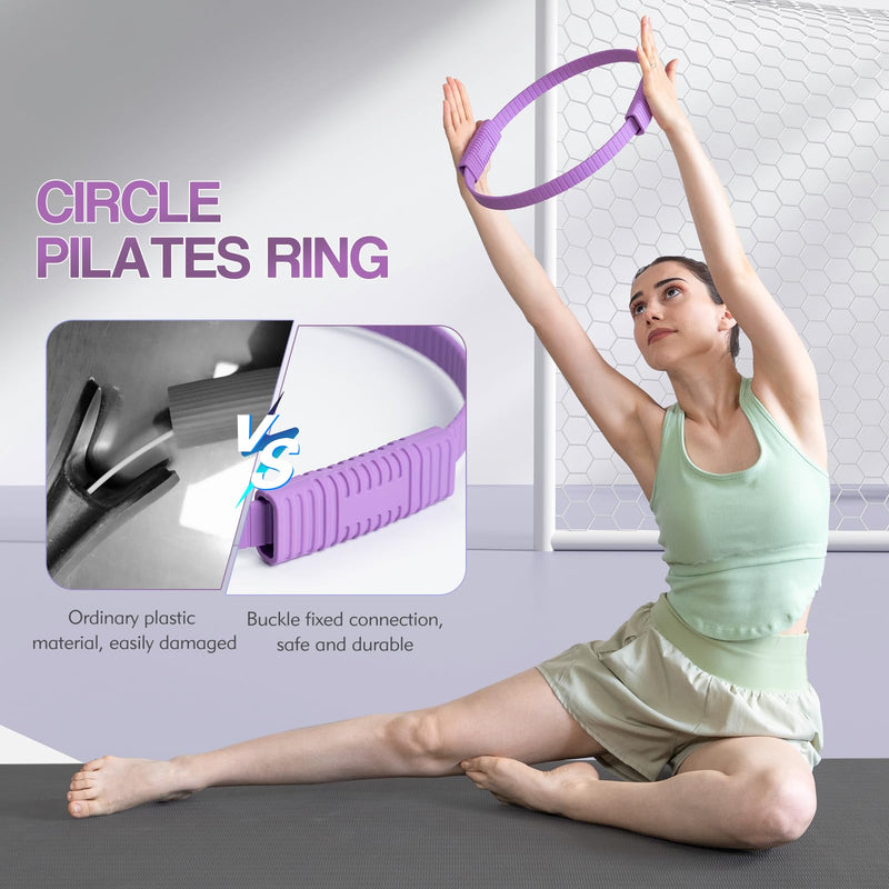 Pilates Ring Circle, 13.5" Magic Circle Ring for Women, Flexible Resistance Exercise Equipment for Toning Thighs, Legs, Arms & Core Purple