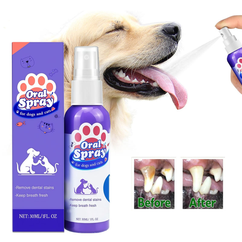 2*30ml Dog Oral Care Spray Pet Teeth Cleaning Spray,Teeth Cleaning Spray for Pets,Pet Bad Breath Removal,Pet Teeth Cleaner,Pet Breath Freshener Spray Care Cleaner,Fresh Breath & Teeth Cleaning Spray 2