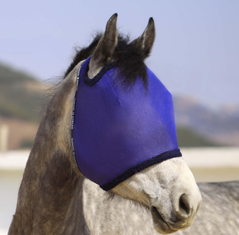 Harrison Howard All-Round Mesh Horse Fly Mask UV Protective with Fleece-Padded Edging Deep Navy L Full (Large) - BeesActive Australia