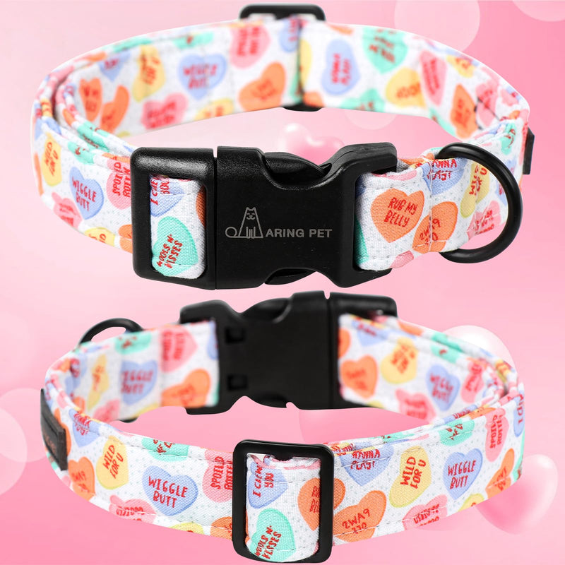 ARING PET Valentine's Day Dog Collar-Cute Cotton Heart Dog Collars, Adjustable Valentine Candy Heart Pet Collars Girl Puppy Collar with Quick Release Buckle Large Z:Candy heart - BeesActive Australia