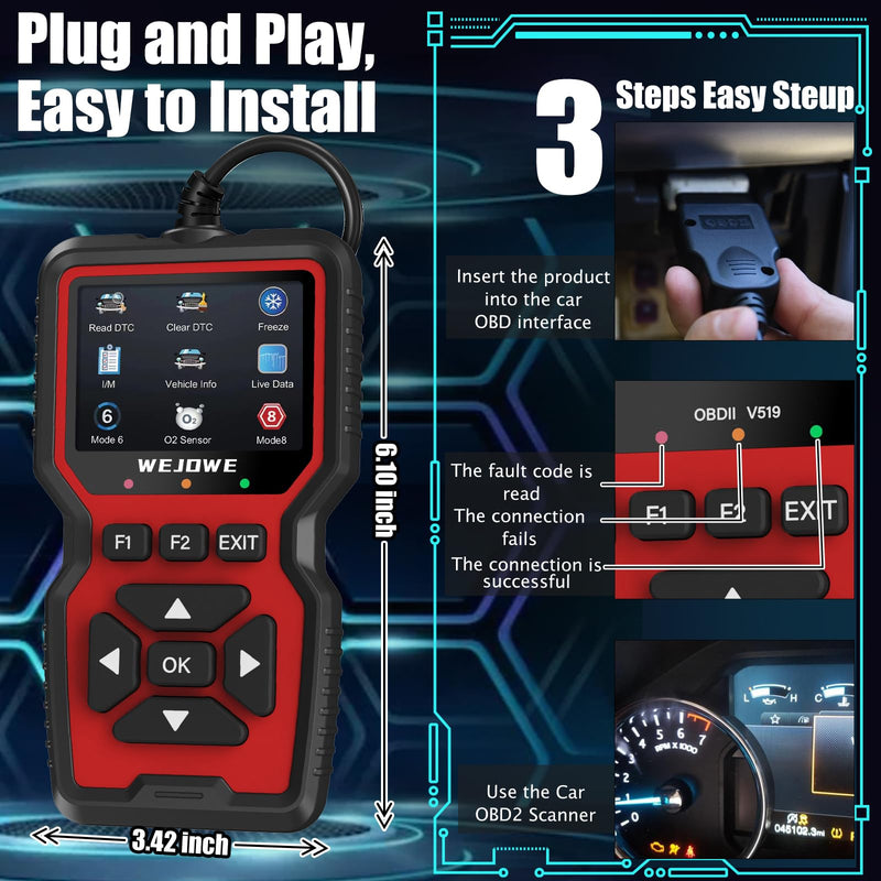 Upgraded OBD2 Scanner Diagnostic Tool, Check Engine Code Reader OBD2 Scanner with Reset, Mode 6, Mode 8 & I/M, Auto Check Engine Light Car Diagnostic Scan Tool for All OBDII Car Since 1996 - BeesActive Australia