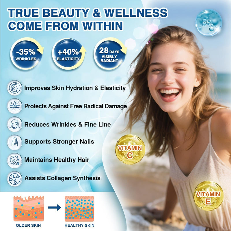 NATURE TARGET Marine Collagen Powder for Women, 50 Servings | With Hyaluronic Acid and Vitamin C for Hair, Skin, Nails, and Joints, Wild-Caught Fish and Grass-Fed Bovine 1.1 Ounce (Pack of 1)