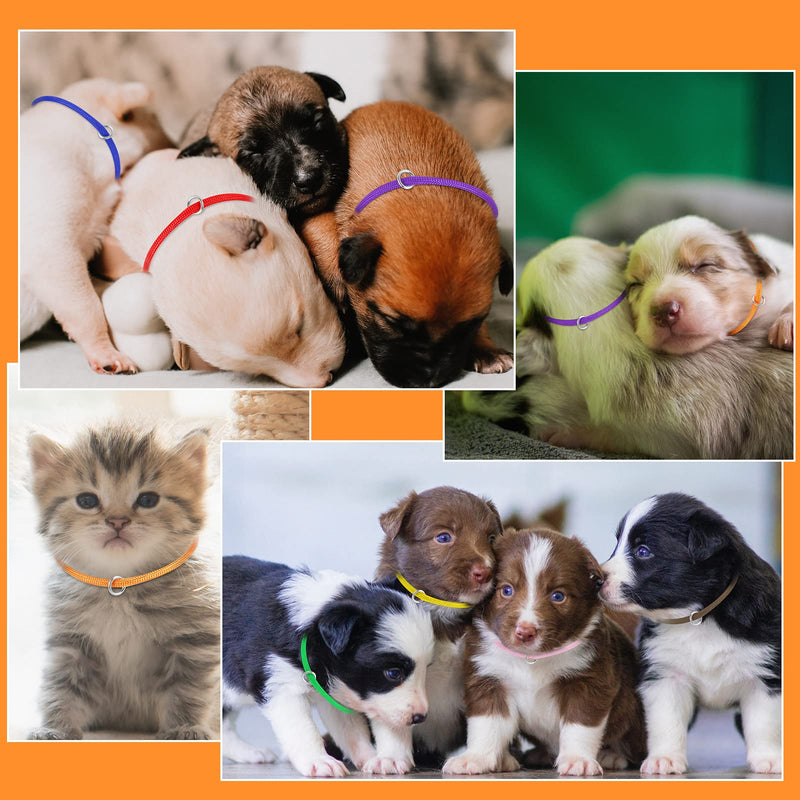 tonyg-p Pack of 12 Puppy ID Collars Puppy Collars Adjustable Soft Puppy Collars with Jump Rings for Newborn Puppies Kittens, 12-20cm - BeesActive Australia