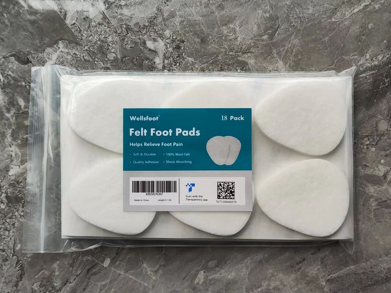 Metatarsal Felt Foot Pads (1/4" Thick- 18 Pieces) Metatarsal Pads for Pain Relief Forefoot, Ball of Foot Cushions for Women & Men Plantar Fasciitis Neuroma