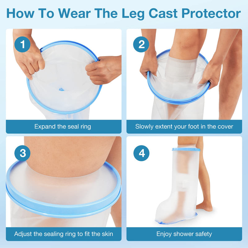Waterproof Extra Wide Leg Cast Cover for Shower Adults, Extra Large Half Leg Shower Cover with Non-Slip Bottom, Watertight Foot Protector for Plus Size Adults Surgery Shower Boot XL-Extra wide - BeesActive Australia