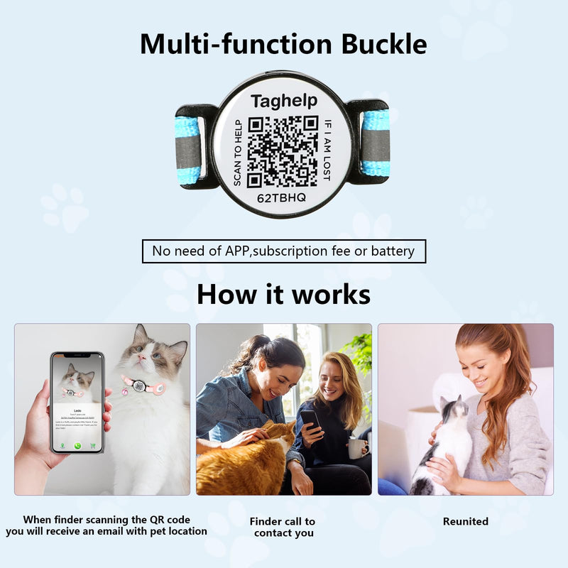 AirTag Cat Collar with Smart id tag, Cat Tracker Collar with Air Tag Holder, Safety Breakaway Buckle and Name Tag, Compatible with Apple Airtag, for Cats, Kittens and Small Dogs (Pink Cute paw Print) collar with airtag holder Pink Cute paw Print - BeesActive Australia