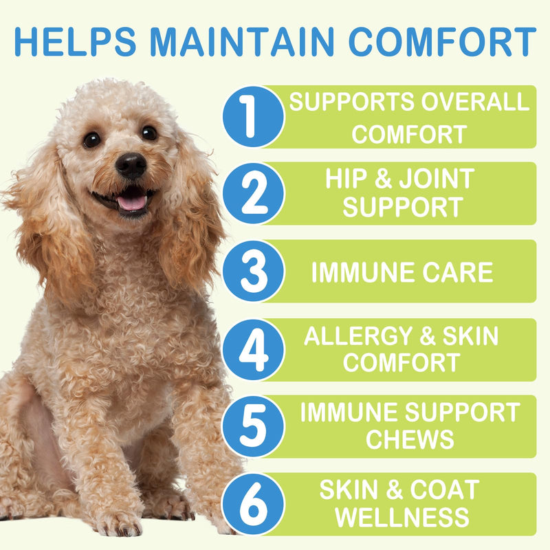 Itch and Immunity Treats for Dogs, Dog Itchy Skin Relief, Helps Soothe Itchy Skin, Paws, Ears - Licking, Scratching for All Breeds and Sizes, 120 SoftChews - Chicken Flavor