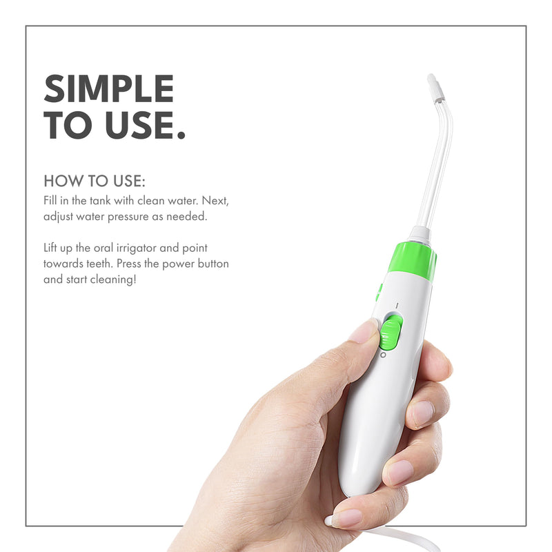 ToiletTree Products Children's Countertop Water Flosser - Dental Oral Irrigator for Kids - BPA-Free Dental Water Flosser with 600mL Capacity and Adjustable Water Pressure - Green - BeesActive Australia