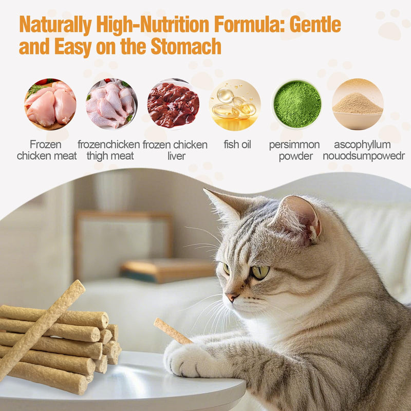 Freeze Dried Chicken Flavor Cat Trests Natural Cat Dental Chew Sticks for Teeth Cleaning, High Protein Grain Free Cat Training Food Healthy Snacks for Kittens & Adult Cats
