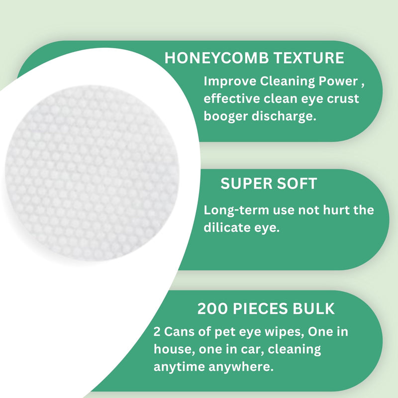 Pet Eye Wipes – 200 Cat & Dog Eye Wipes | Tear Stain Remover for Dogs Eyes | Disposable Pet Eyes Cleaning Pads to Remove Crust & Discharge | Perfect for Pets Daily Grooming Care Pack OF2